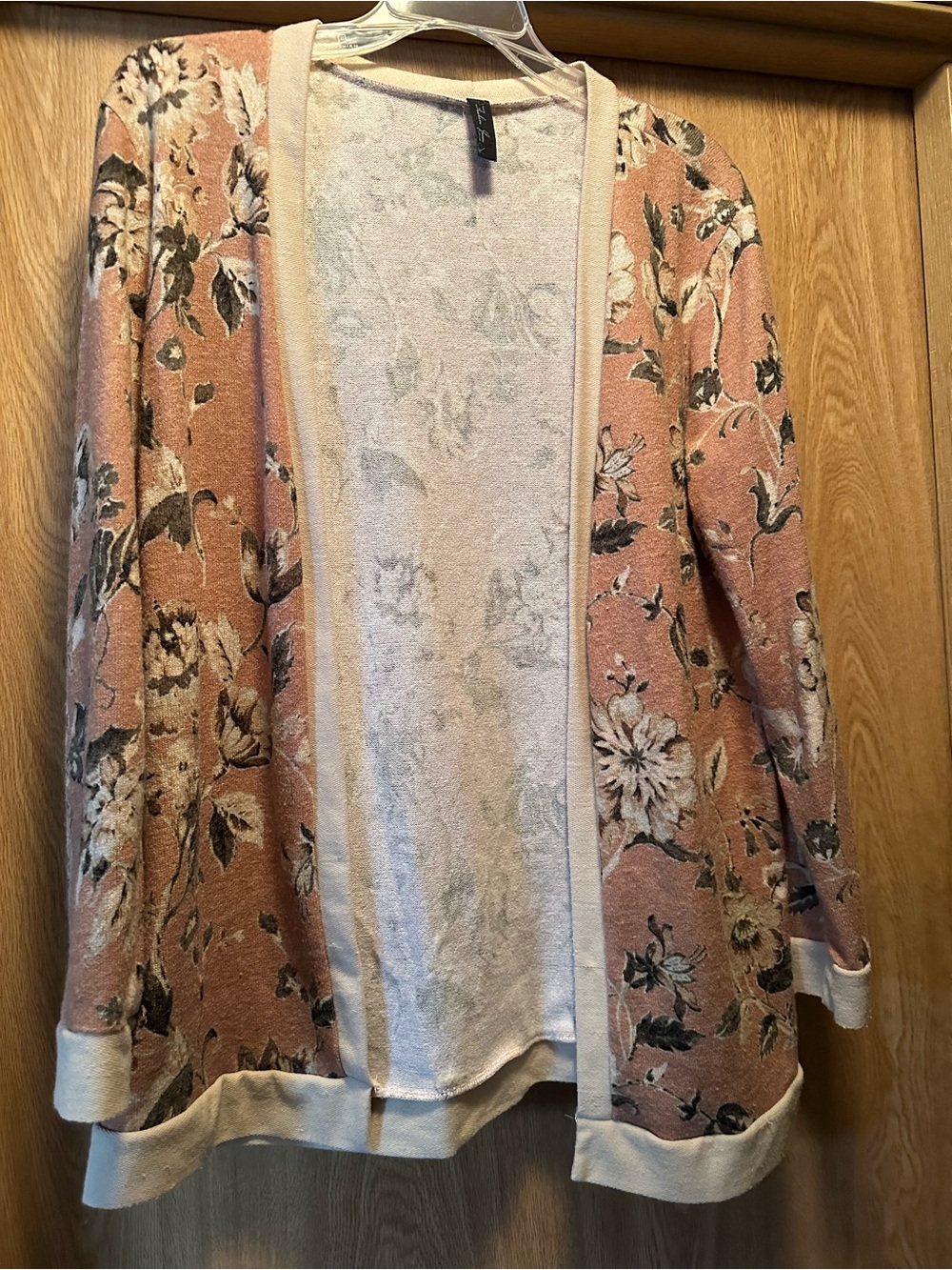 Floral Open-Front Sweater Cardigan - Blush Pink. Fashion Queen Boutique Brand.